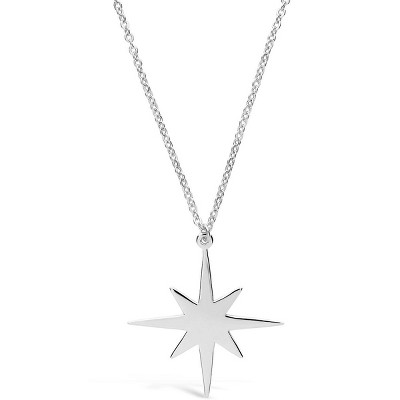 Sterling Silver Lock With Cubic Zirconia Starburst Pendant Necklace - Silver  : Target
