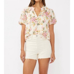 Women's Floral Puff Sleeve Top - LOVESTITCH - 1 of 4