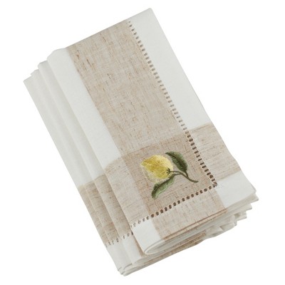 Saro Lifestyle Lemon Embroidery Hemstitch Table Napkins (Set of 4)