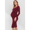Hello Miz Women's Square Neck Tie Waist Long Sleeve Maternity Dress - 2 of 4