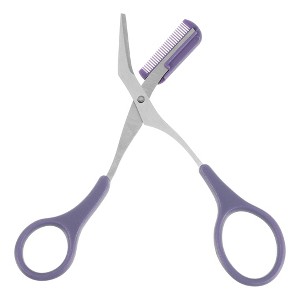 Unique Bargains Portable Stainless Steel Eyebrow Trimmer Scissors with Comb 1 Pc - 1 of 4