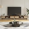 Wooakway Mid Century Modern 65" TV Stand with PE Rattan Doors Adjustable Shelf Entertainment Center for TVs up to 75" Living Room Apartment - 2 of 4