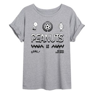 Women's - Peanuts - Charlie Brown Soccer Jersey Oversized Graphic T-Shirt - 1 of 4