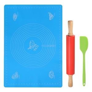 Unique Bargains Silicone Non-Stick Small Heat Resistant Wooden Handle Rolling Pins 3 Pcs - 1 of 4
