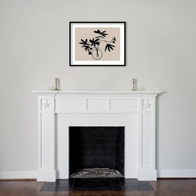 Beige and Black Botanical Matte Framed Wall Art Print
