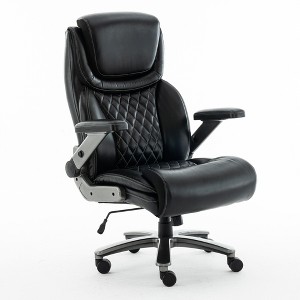 FONTOI 500 lbs Executive Office Chair High-Back Desk Chair with Adjustable Headrest, 3D Reversible Armrests, Silent Casters, Black, 31.9"*26.8"*61.1" - 1 of 4