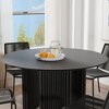 PexFix 46" Round Dining Table Kitchen Table for 4 with Arc-Shaped Edge Top and Fluted Pedestal Legs for Living Room Dining Room Coffee Office Black - 3 of 4