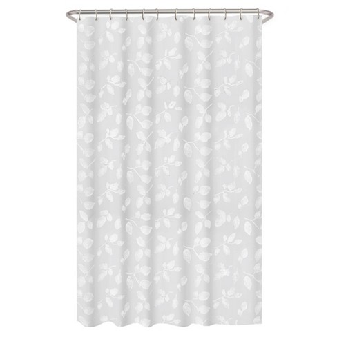 Peva Leaf Pattern Plastic Shower Curtain With Plastic Hooks