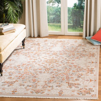 Vintage Persian Gray Floral Motif Synthetic Area Rug