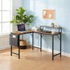 FurnitureR L Shaped Computer Desk Reversible, Corner Desk with Storage Bag, Home Office Desk Writing L Table 48.8 Inch Computer Desk with Shelf, Brown - 3 of 4