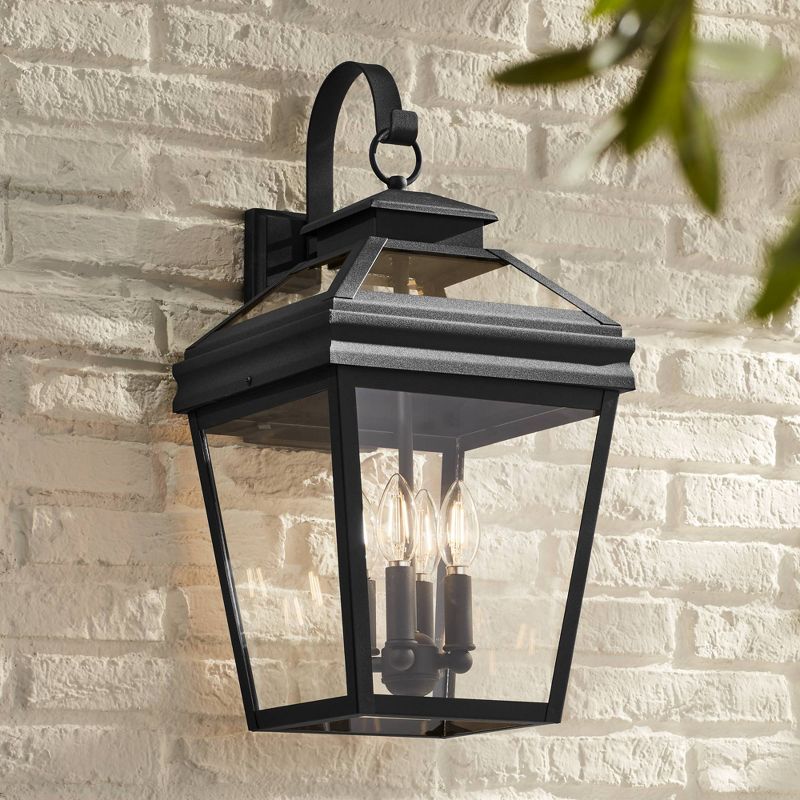 John Timberland Stratton Street Mission Outdoor Wall Light Fixture Textured Black Lantern 22" Clear Glass for Post Exterior Barn Deck House Porch Yard, 2 of 9
