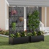 Spassway 16"H*35"W*72"D Metal Planter Box with Trellis Outdoor Raised Garden Bed With Privacy Screen Planters for Climbing Plants Vines Vegetables - 2 of 4