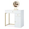 Okak 31.5'' Luxury Marble-Glass Makeup Table, Vanity Desk with 2 Drawers & Cabinet for Bedroom - 2 of 4