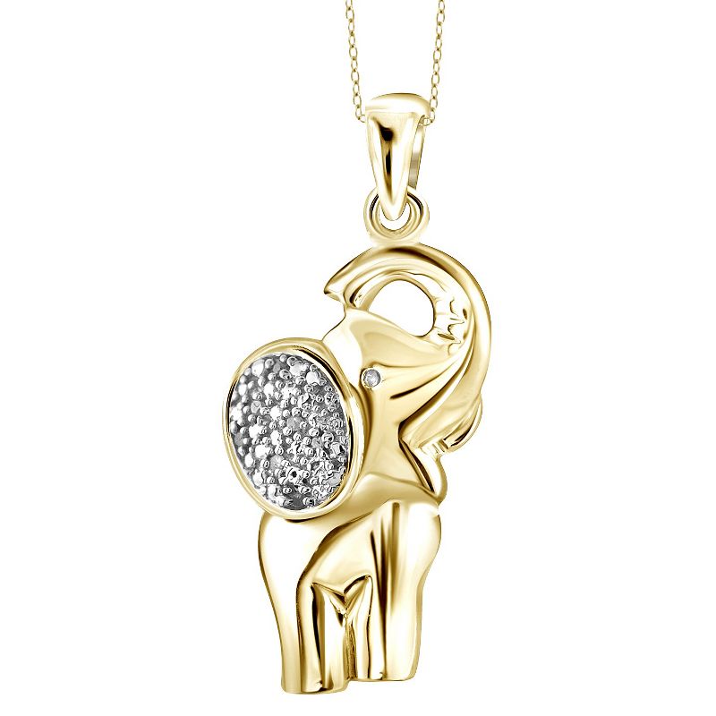 Women's Sterling Silver Accent Round-Cut White Diamond Pave Set Elephant Pendant (18"), 1 of 3