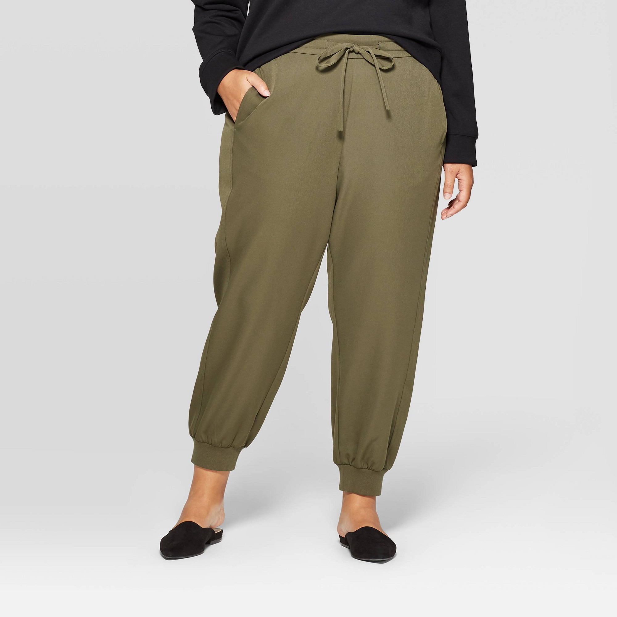 Women's Plus Size Mid-Rise Cuffed Jogger Pants - Prologue Black 3X