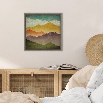 Mountain View Multicolor Framed Canvas Wall Art