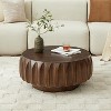 GDFStudio Kairo Modern Round Solid Wood Carved Coffee Table with Ash Veneer - 2 of 4