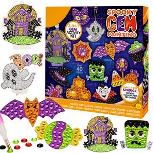 Joyfy Halloween Diamond Painting Kit for Kids, DIY Party Favors with Stickers, Suncatchers & Keychains, Gem Art Painting Kit Craft Activities - 1 of 4