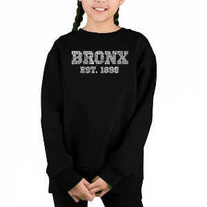 LA Pop Art Popular Neighborhoods In Bronx, Ny - Girl's Word Art Crewneck Sweatshirt - 1 of 3