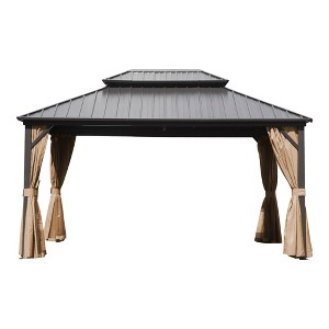 YARDSIGHT Hardtop Patio Gazebo with Aluminum Frame, Double Roof Canopy, Curtains & Netting, All-Weather Shelter for Backyard & Garden - 1 of 4