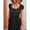 Women's Maternity Dress Casual Summer Round Neck Short Sleeve Smocked High Waist Maxi Dress with Pockets - 4 of 4