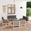 vidaXL Patio Lounge Set with Cushions Solid Wood Pine - Natural - 2 of 4