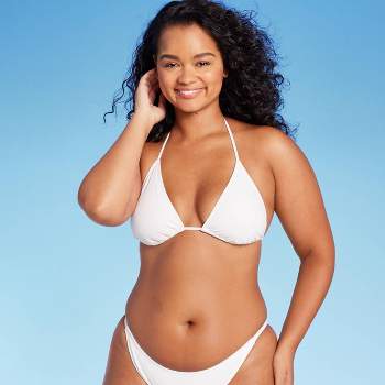 Swimsuits For All Women's Plus Size Beach Babe Triangle Bikini Top 12 White