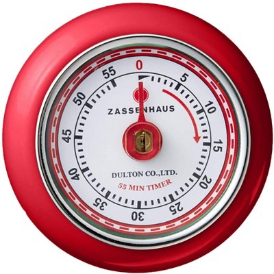 Zassenhaus Magnetic Retro 60 Minute Kitchen Timer, 2.75-Inch, Red