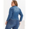 Agnes Orinda Women's Plus Size Classic Denim Long Sleeve with Pockets Fashion Jean Jackets - 4 of 4
