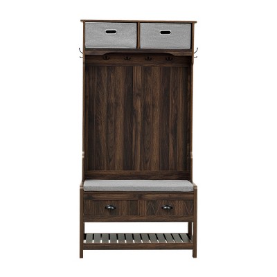 LIVAREEmlen Hall Tree with 6 Hooks and Hinged Lid, Coat Hanger, Entryway Bench, Storage Bench, 3-in-1 Design, for Entrance, Hallway