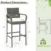 All Weather PE Rattan Bar Chairs Set of 4 with Armrests and Seat Cushions for Porch Backyard - 2 of 4