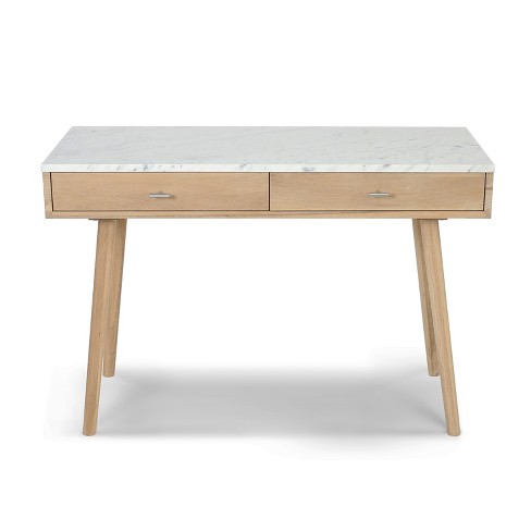 The Bianco Collection Viola 44" Rectangular Italian Carrara White Marble Writing Desk - image 1 of 4