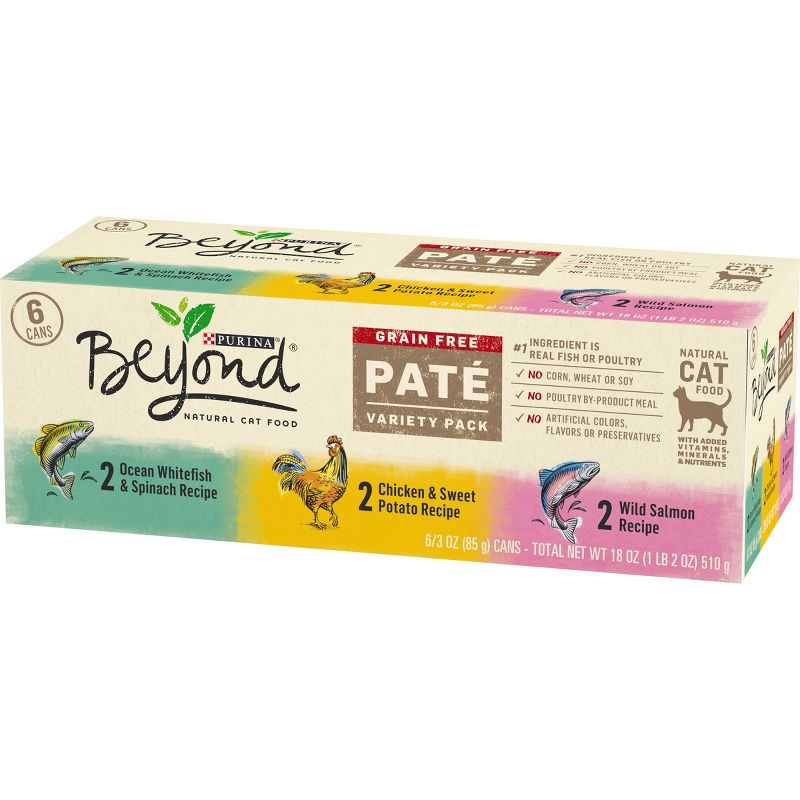 Purina Beyond Grain Free Pat&#233; White Fish, Chicken, Vegetable &#38; Salmon Premium Wet Cat Food - 3oz/6ct Variety Pack, 5 of 6