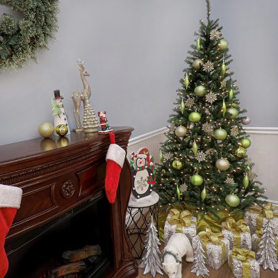 6-Foot Green PVC Aspen Spruce Christmas Tree with Clear Lights