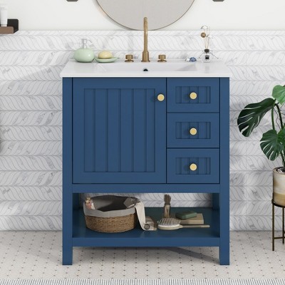 30 Inch Bathroom Vanity with Sink Combo, Bathroom Storage Cabinet With Drawers, Freestanding Bathroom Cabinet Vanity, Bathroom Vanity Combo Set