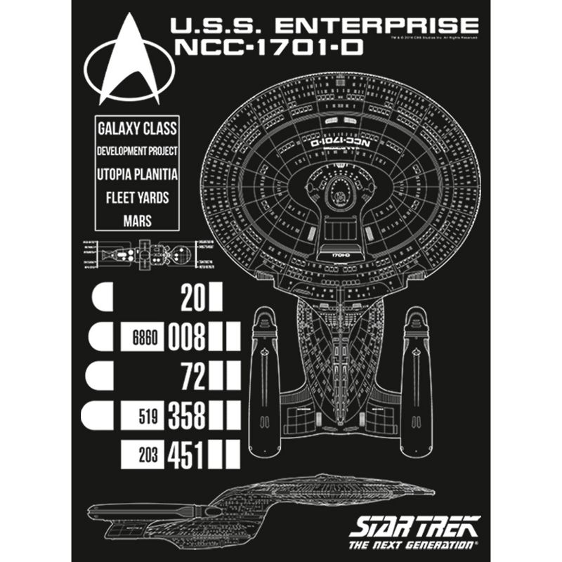 Men's Star Trek: The Next Generation Enterprise Galaxy Class NCC-1701-D Schematics Long Sleeve Shirt, 2 of 5