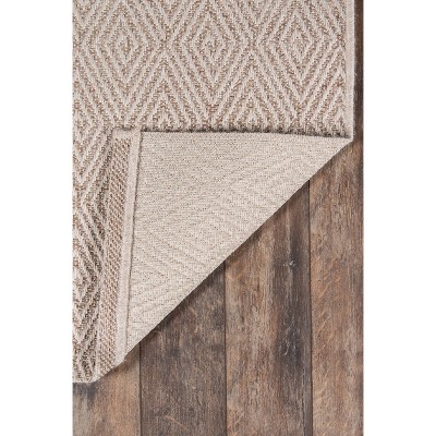 Geometric Natural Beige Polypropylene 2' x 6' Outdoor Rug