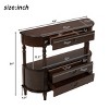 43" Retro Curved Console Table with Drawers, Solid Wood Legs Sofa Table Behind Couch, Entryway or Hallway Table with Storage Shelf-Panipeachy - 4 of 4