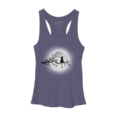 Women's Design By Humans The Cat and The Moon By Maryedenoa Racerback Tank Top