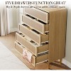 PB+PE Rattan Vertical 5-Drawer Cabinet (U7 5RDrawer002), Wood Tone, Space-Saving Vertical Style, Bedroom Cabinet - 4 of 4