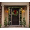 30" Pre-Lit Artificial Christmas Wreath with Pine Cones, Red Berries, and Velvet Bow - 3 of 4
