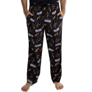 Marvel Men's Iron Man Retro Allover Print Loungewear Pajama Pants Black