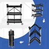 Vynxaria 3 Tier Folding Utility Service Cart, Portable Collapsible with Wheels, Black, 23.0×15.0in Shelves - 4 of 4