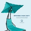 TackView Outdoor Hanging Steel Hammock with Pillow & Removable Canopy – Curved Steel Hammock Lounger Swing,green - 2 of 4