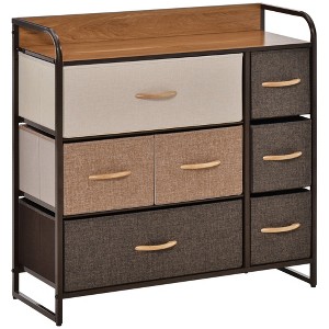 Aghana Digitals 7-Drawer Maple Wood Storage Dresser with Steel Frame & MDF Top, Foldable Fabric - 1 of 4
