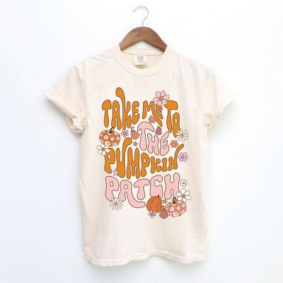 Simply Sage Market Women's Take Me To The Pumpkin Patch Flowers Short Sleeve Garment Dyed Tee
