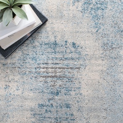 Tulum Blue and Gray Hand-Knotted Synthetic Area Rug