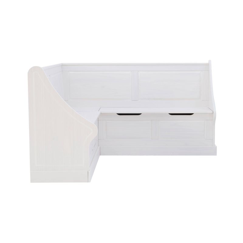 Tobin Traditional Solid Wood Backless Storage Corner Nook Breakfast Bench Cushion White - Linon, 5 of 18