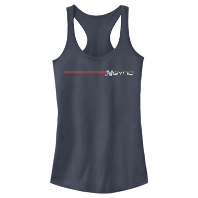 Juniors Womens NSYNC Retro Band Stripe Racerback Tank Top