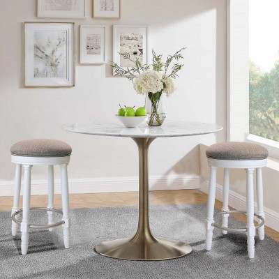 White Bar Stools Set of 2, 26" Counter Height, 360° Swivel Wood Bar Stools